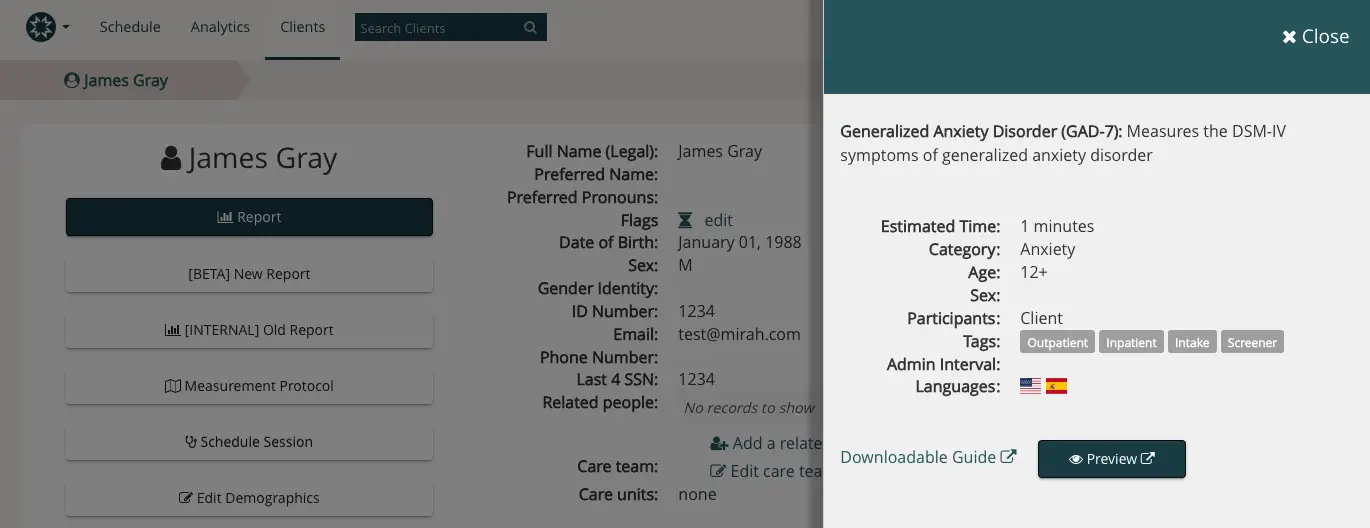 Mirah Measurement-Based Care - Clients - James Gray - Generalized Anxiety Disorder (GAD-7) Measure Details