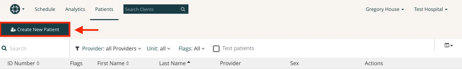 Mirah Measurement-Based Care Patients section with Create New Patient button highlighted.