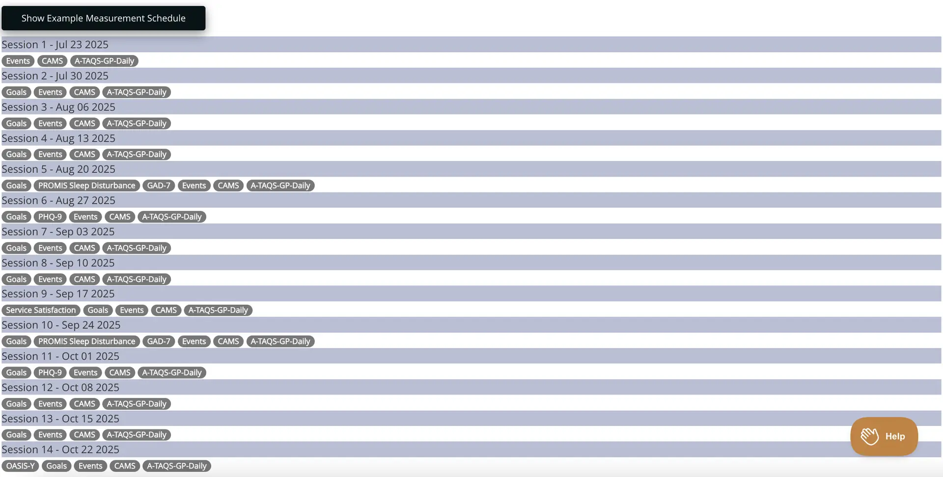 Mirah Measurement-Based Care Measurement Protocol Tool session schedule