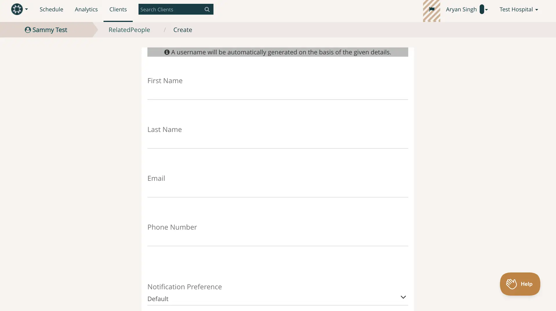 Mirah Measurement-Based Care - Clients - Sammy Test - RelatedPeople - Create