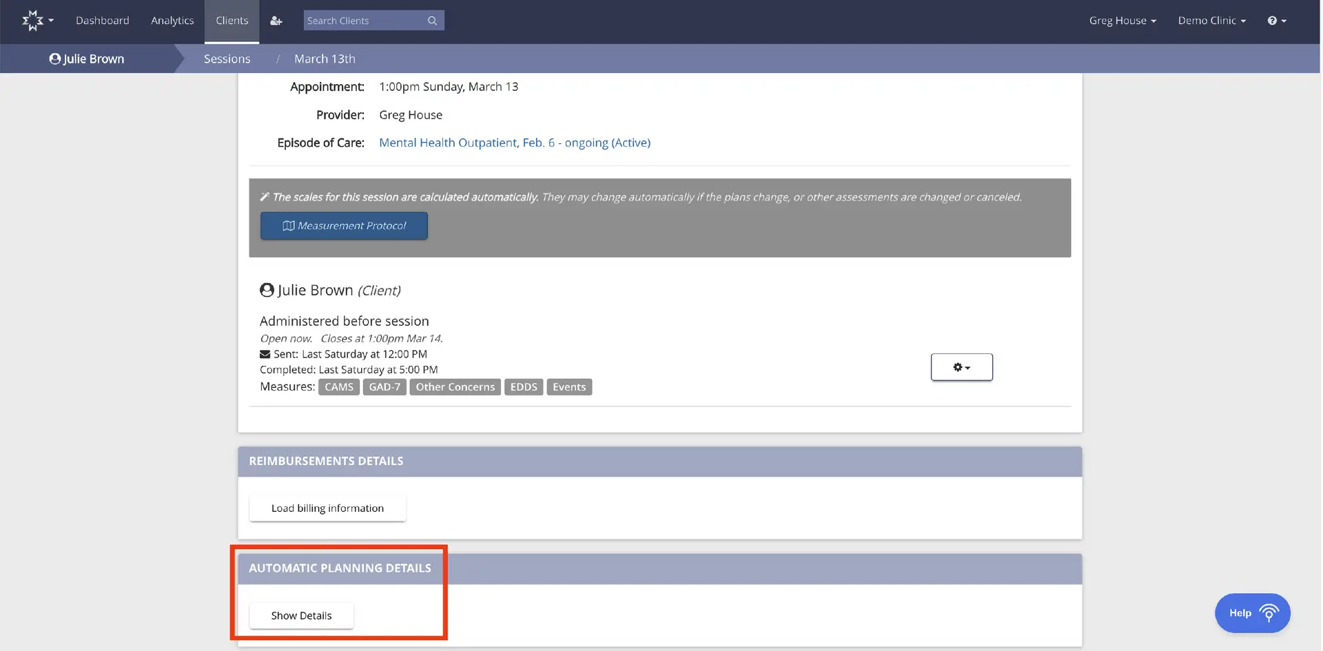 Mirah Measurement-Based Care - Sessions - March 13th - Automatic Planning Details
