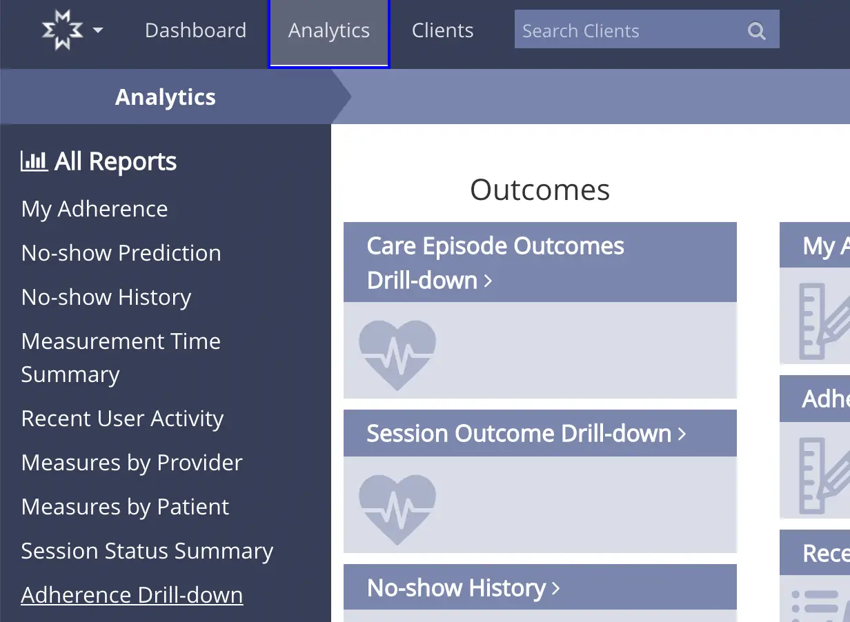Mirah Analytics section showing All Reports and Outcomes options.