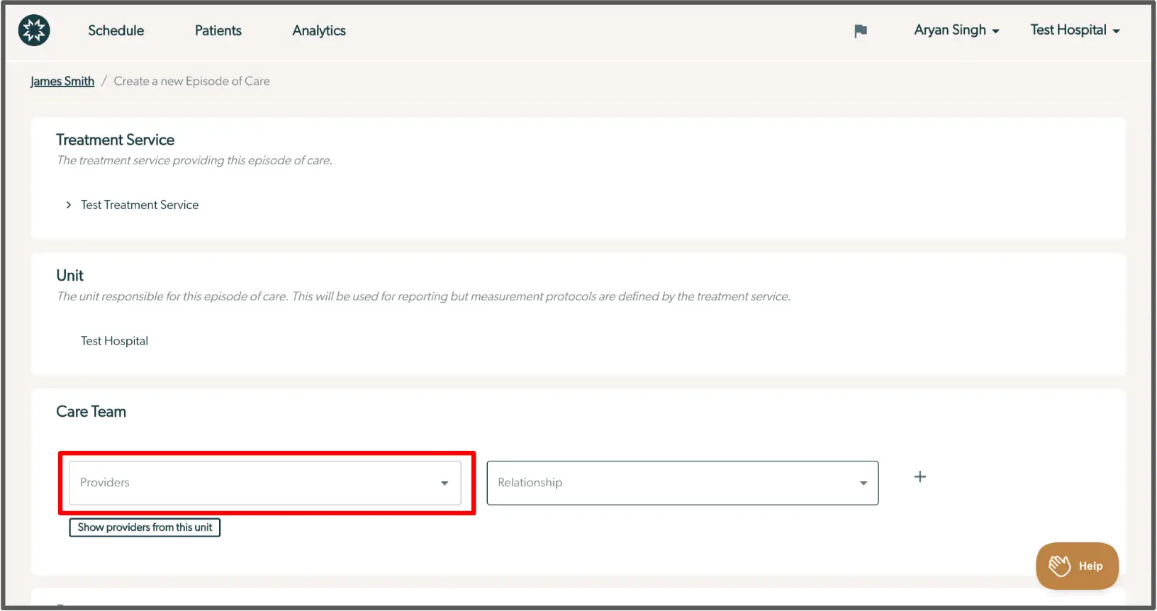 Mirah Measurement-Based Care - Create a new Episode of Care for James Smith