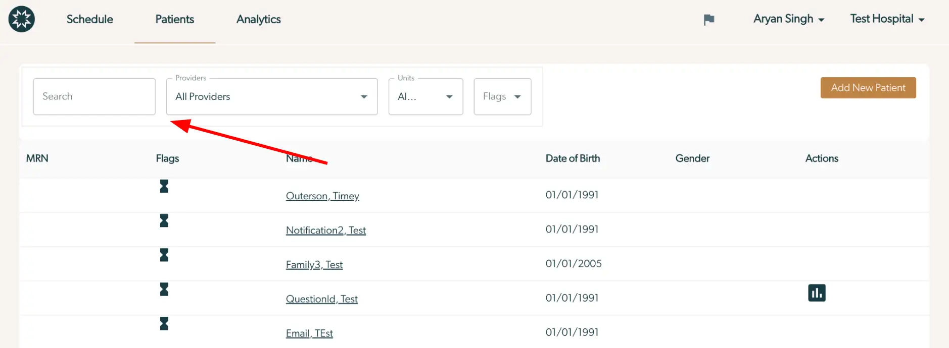 Mirah Measurement-Based Care Patients tab showing patient list and filters.