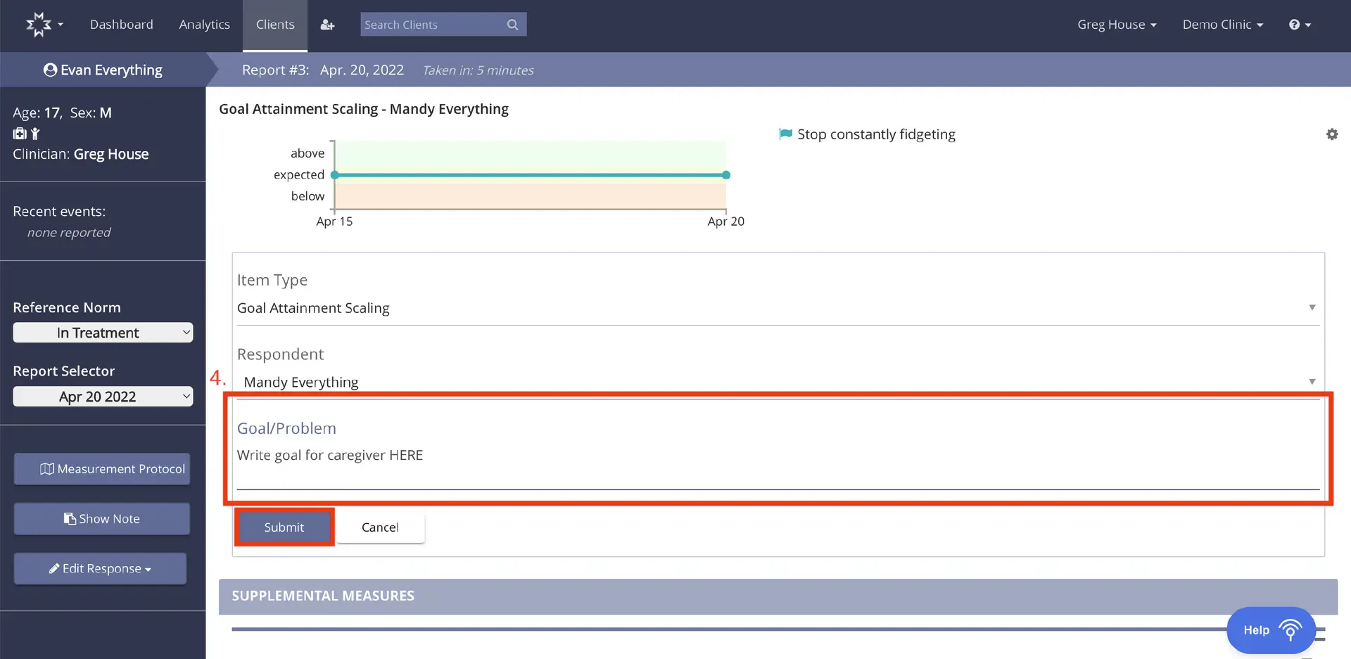 Mirah Measurement-Based Care - Goal Attainment Scaling for Evan Everything, April 20, 2022