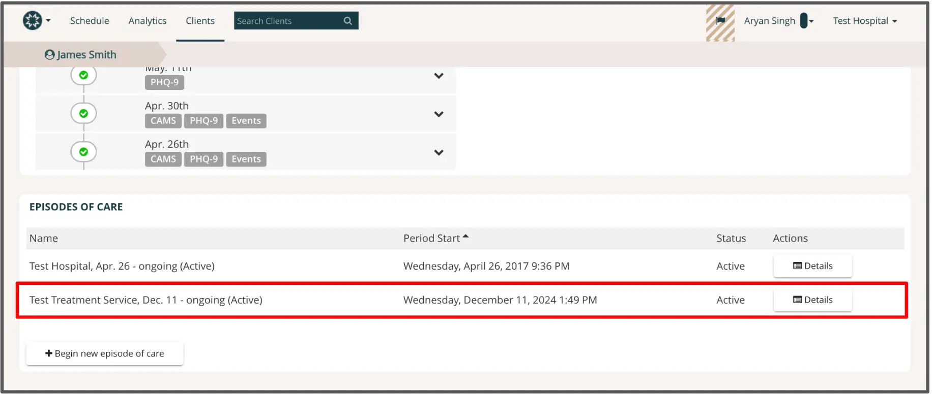 Mirah Measurement-Based Care - James Smith - Episodes of Care