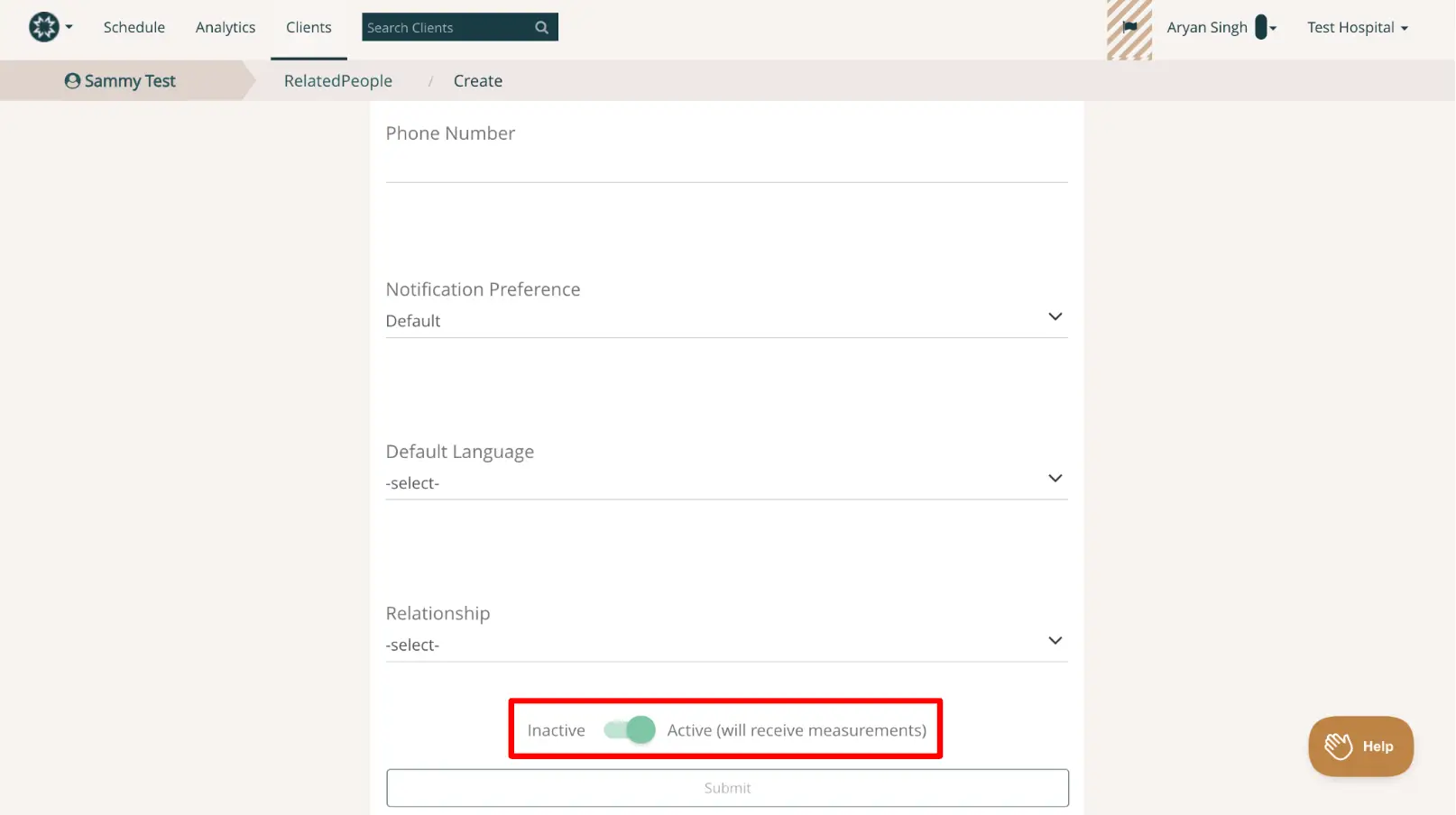 Mirah Measurement-Based Care - Clients - Related People - Create